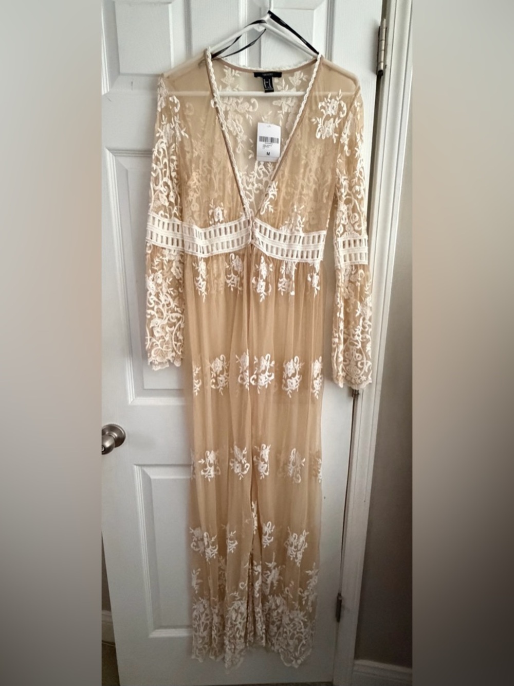 Forever 21 Nude and Cream Sheer Lace Jacket